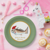 Roodbaars kerstmanvis papieren bordje (Feest)