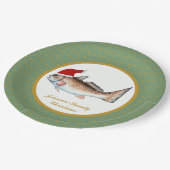 Roodbaars kerstmanvis papieren bordje (Gekanteld)