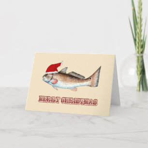 Roodbaars Kerstmuts Vrolijk Kerstfeest Feestdagen Kaart