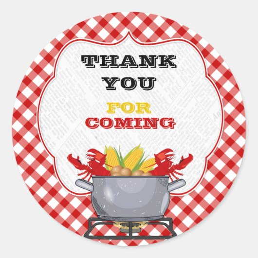 Roodbaars kookpot Rood geruit Gingham Ronde Sticker (Voorkant)