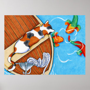 roodbaars : Tekening inktverkleurd potlood door An Poster