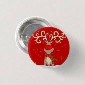 Roodbaarzen met rode neus kerstpin ronde button 3,2 cm (Voorkant /achterkant)