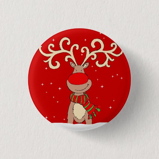 Roodbaarzen met rode neus kerstpin ronde button 3,2 cm (Voorkant)