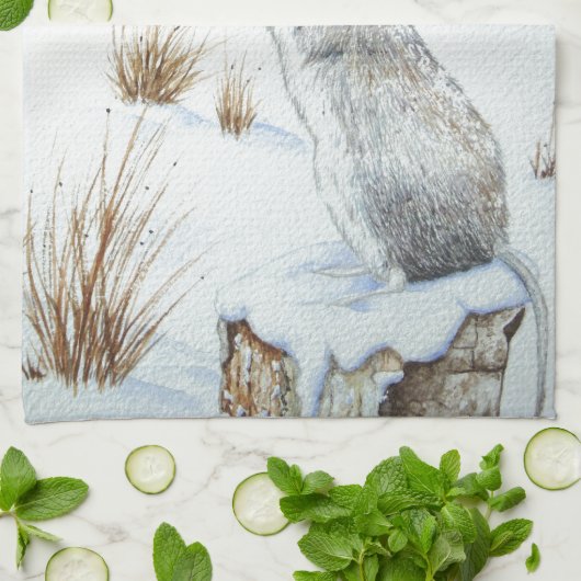 Roodbaarzen sneeuwscopen theedoek (Gevouwen)