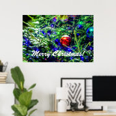 Roodbal met groene kerstboom poster (Thuiskantoor)