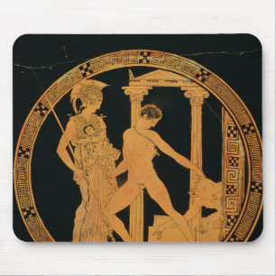 Roodbeeldbeker met afbeelding van Athena, Theseus Muismat