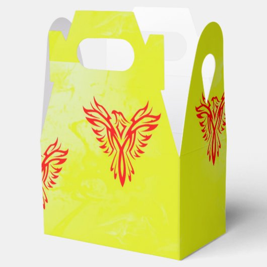 Roodbeendervogel op geel bedankdoosjes (Geopend)