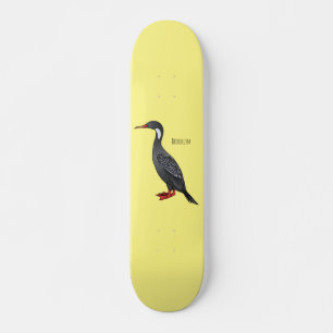 Roodbeige aalscholver cartoon skateboard