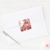 Roodbesrobin Vierkante Sticker (Envelop)