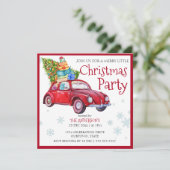  roodbetelauto met kerstboom kaart (Staand voorkant)