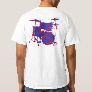roodblauwe drumvaten wit t-shirt
