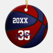 roodblauwe jongens mannen basketbal keramisch ornament (Voorkant)