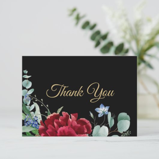 Roodblazer met rioolrood Lijst zwart Bedankkaart (Staand voorkant)