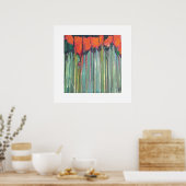 Roodbloemen, langwerpig gras poster (Keuken)
