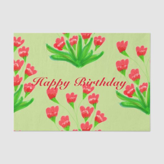 Roodbloemig Designer Tissue Paper Tissuepapier (Voorkant)
