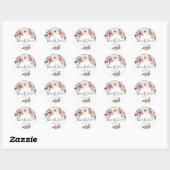 Roodbloesse Rozen bruiloft Ronde Sticker (Vel)