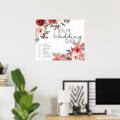 Roodblush Floral Rozen Weddenschap Poster (Thuiskantoor)