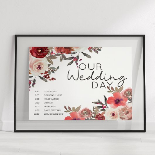 Roodblush Floral Rozen Weddenschap Poster
