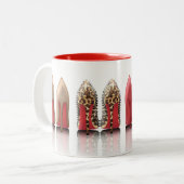 Roodbodemstiletto's in luipaard, zwart, bestudeerd tweekleurige koffiemok (Voorkant links)