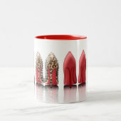 Roodbodemstiletto's in luipaard, zwart, bestudeerd tweekleurige koffiemok (Center)