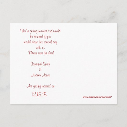 Roodbomen voor T-shirts, cadeautjes, stickers en p Aankondigingskaart (Achterkant)