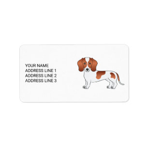 Roodbonte Kortharige Dachshund Cartoonhond & Tekst Etiket