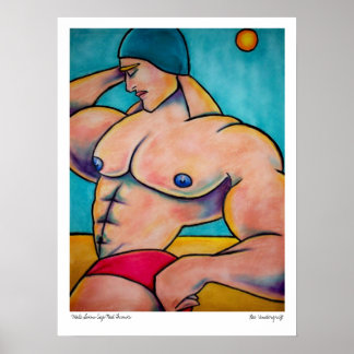 Roodboomstammen van het Pet van Mannelijke Swim do Poster