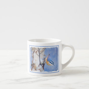 Roodborst Nuthatch schilderij Originele Vogelkunst Espresso Kop
