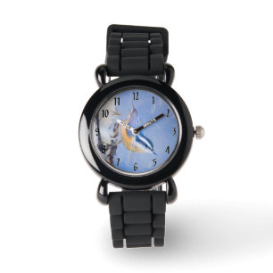 Roodborst Nuthatch schilderij Originele Vogelkunst Horloge