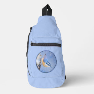 Roodborst Nuthatch schilderij Originele Vogelkunst Sling Bag