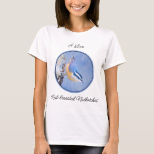Roodborst Nuthatch schilderij Originele Vogelkunst T-shirt