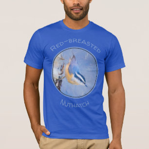 Roodborst Nuthatch schilderij Originele Vogelkunst T-shirt