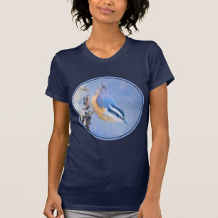 Roodborst Nuthatch schilderij Originele Vogelkunst T-shirt