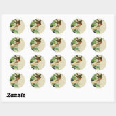 Roodborst op hand ronde sticker (Vel)