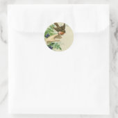 Roodborst op hand ronde sticker (Tas)