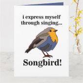 Roodborst Zangvogel Kaart (Gele Bloem)