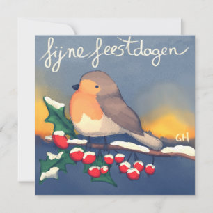 Roodborstje, fijne Feestdagen Kaart