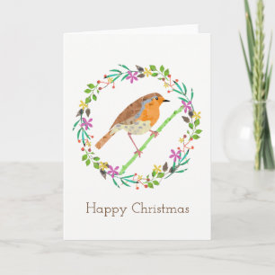 Roodborstje, vogel van Kerstmis Feestdagen Kaart