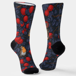 Roodborstjes in de appelboom/blauw en rood sokken