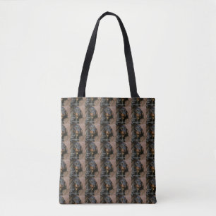 roodbruin en geelbruin tote bag