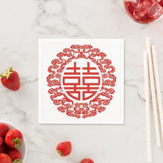 roodbruin geluk moderne chinese bruiloft servetten (Insitu)
