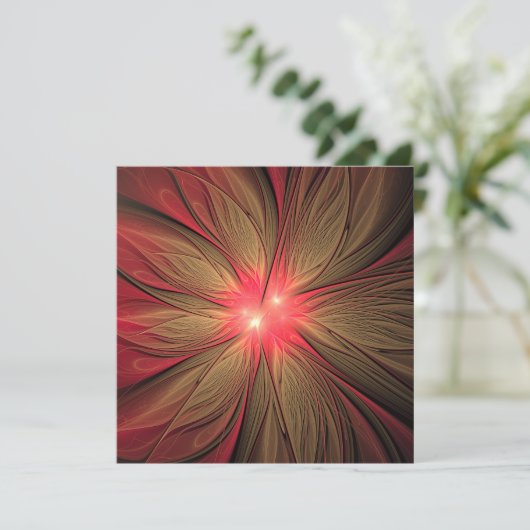 Roodbruine bloem advieskaart (Staand voorkant)