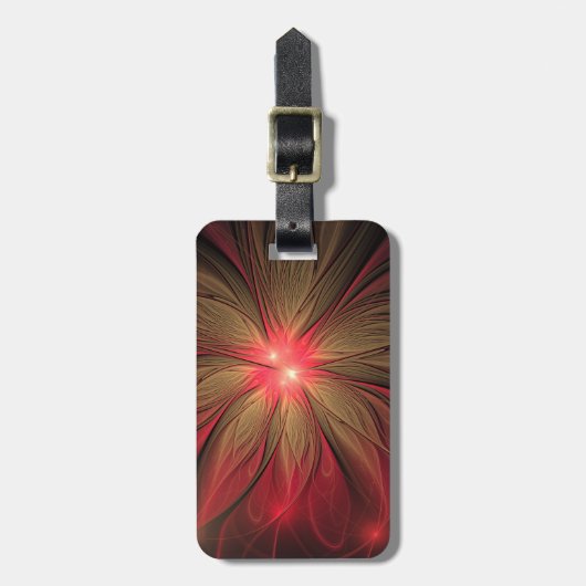 Roodbruine bloem bagagelabel (Voorkant verticaal)