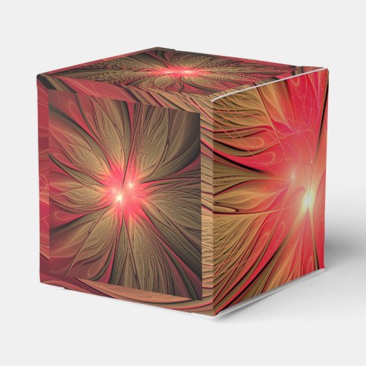 Roodbruine bloem bedankdoosjes (Achterkant)