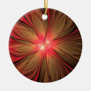 Roodbruine bloem keramisch ornament