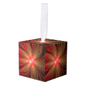 Roodbruine bloem kubus ornament (Voorkant hoekig)