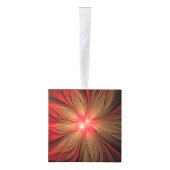 Roodbruine bloem kubus ornament (Rechts)