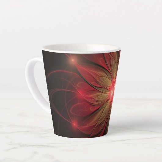 Roodbruine bloem latte mok (Linkerhoek)