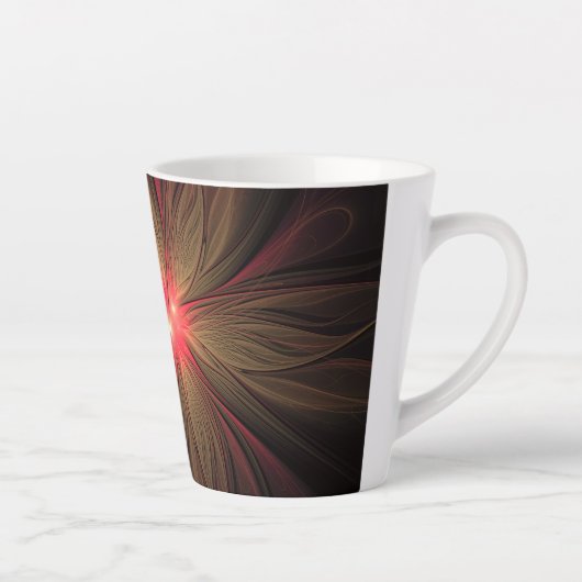 Roodbruine bloem latte mok (Rechts)