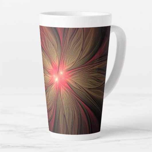 Roodbruine bloem latte mok (Rechterhoek)